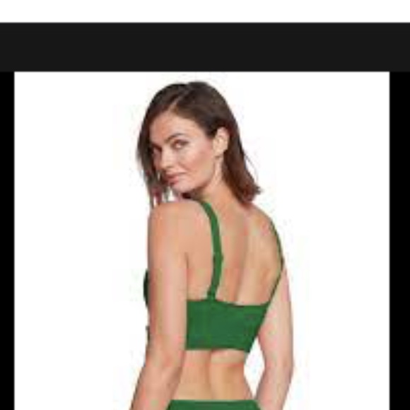 Robin piccone Xs green bikini top tortoise shell tie front bralette Hailey - Picture 3 of 7